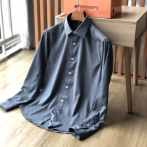 Senior Gray comes silk slippery high end soft spring summer Men fashion business casual shirt tide 2609