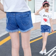Quần short denim bé gái 2019 mới hè trẻ em quần mỏng bé gái ngoại lỗ khí nóng quần trong bé trai - Quần jean