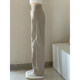 Khaki denim ກາງເກງຊື່ສໍາລັບແມ່ຍິງ 2024 ພາກຮຽນ spring ແລະດູໃບໄມ້ລົ່ນການອອກແບບ niche ວ່າງແອວສູງຂະຫນາດໃຫຍ່ versatile wide leg pants