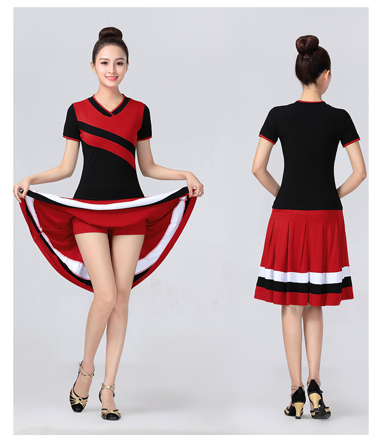 2019 Yang Liping Square Dance Trang phục Áo mới Áo mùa hè Màu nhỏ cổ chữ V ngắn tay Modal Kích thước lớn Mặc khiêu vũ - Khiêu vũ / Thể dục nhịp điệu / Thể dục dụng cụ giày ballet mũi cứng