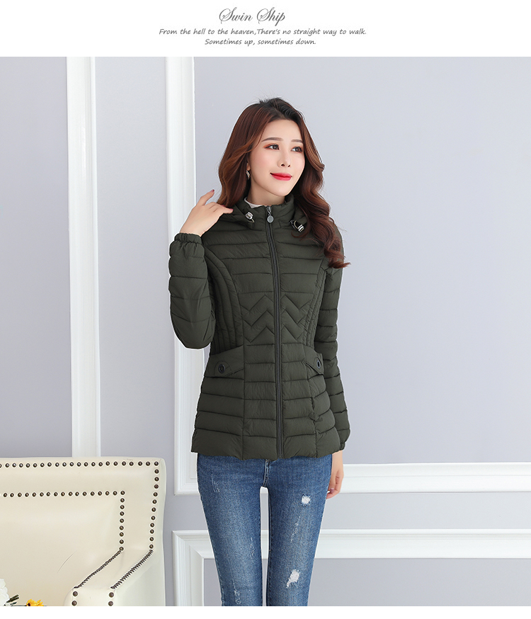 Quần short cotton nữ trung niên và cổ điển đoạn ngắn 2018 mới xuống quần áo cotton thời trang là áo mỏng mẹ mùa đông cotton nhỏ áo khoác cotton mỏng áo khoác đại hàn nữ