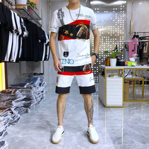 European Station 2021 Summer New Tide Brand Two Piece European Personality Horse Printing Short Sleeve Shorts Mens Trend