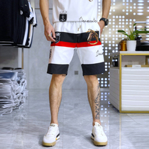 European station 2021 summer new fashion brand mens slim European goods horse print stripes five casual shorts Beach