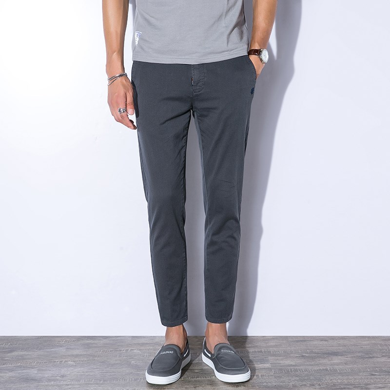 Summer new Korean version men's casual nine-point pants tide brand elastic slim thin section large size small feet men's pants youth