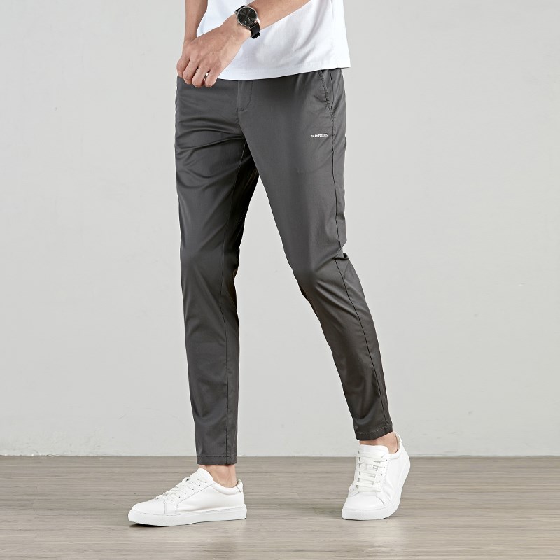 Tide brand summer thin men's casual pants slim cigarette pants elastic waist Korean version all-match trousers elastic beam pants