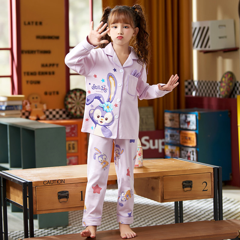 Children's pajamas summer thin girl home clothes Princess baby spring and autumn cotton long sleeve big child girl suit