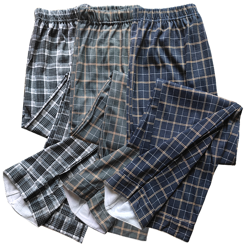 Men's Pajama Pants, Spring and Autumn Style, Long Pants, Home Pants, Double-Layered, Autumn and Winter Plaid, Loose Casual Pants, Men's Style, Suitable for All Seasons