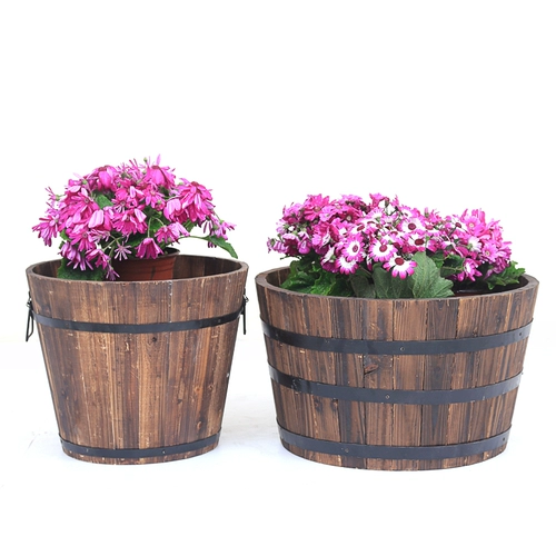 Наружное поле Антикоррозивное дерево посадка цветочные горшки круглый цветочный горшок с балконом балкон цветочный горшок цветочный горшок деревянный цветок круглый горшок цветочный ствол