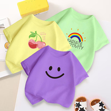 Rainbow Girls Short sleeved T-shirt Summer Pure Cotton Children's Parent Child Clothing Summer Clothing Baby T-shirt Sleeves Clothing Mother Women's Clothing