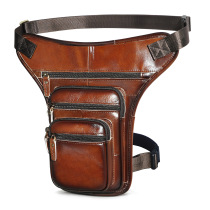 First layer oil wax leather foreign trade retro mens cool mobile phone camera outdoor leg bag waist bag 3111