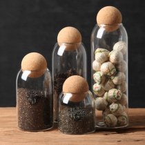 Cork glass tea storage tank tea jar coffee beans sealed jar candy jar Miscellaneous grain storage glass bottle jar