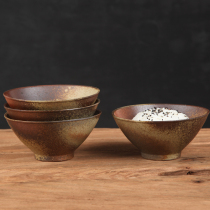 Liuhetang handmade ceramic rice bowl Bowl single home retro soup noodle bowl creative Japanese tableware 5 inch