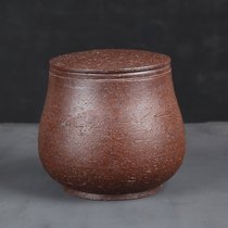 Liuhtang Japanese coarse pottery tea jar large ceramic storage tank Puer tea sealed can household dried fruit tea warehouse