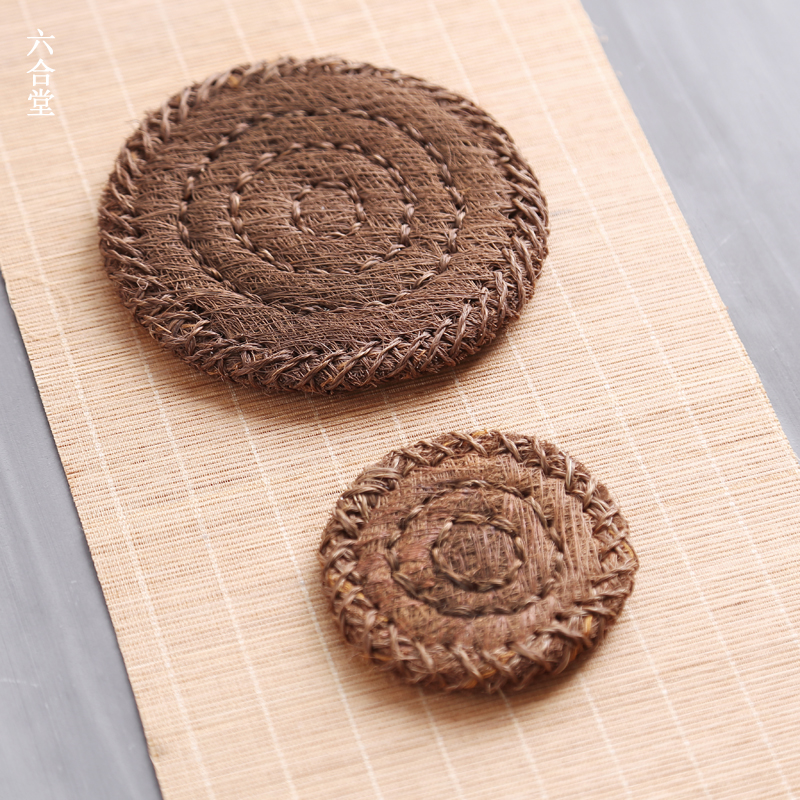 Sixa brown - pot tea - cup cup - mat accessories for natural brown - wool woven insulation pad
