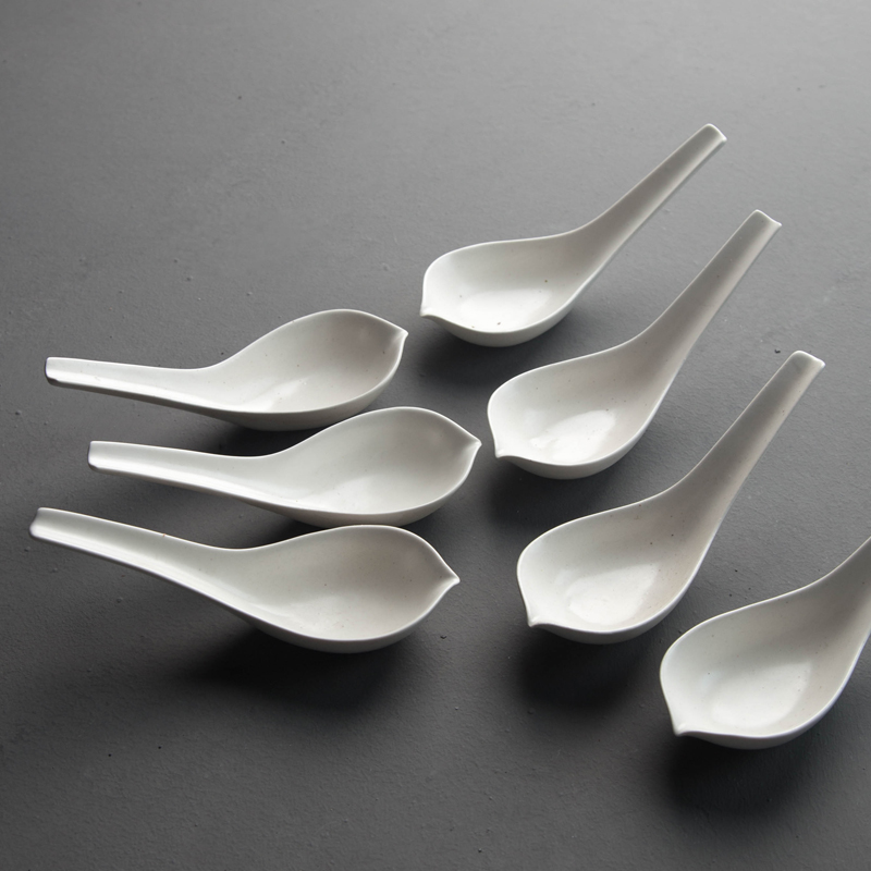 Liuhetang Japanese handmade tea ladle tea soup ladle water ladle white glaze nail burn tasting teaspoon