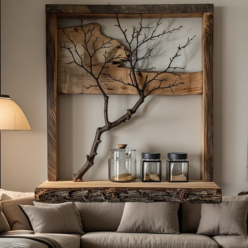Wabi-Sabi Style Artificial Branch Picture Frame Wall Hanging Decorative Painting Frame Wall Art for Homestay Courtyard Background Decoration Wabi-Sabi Style Artificial Branch Picture Frame Wall Hanging Decorative Painting Frame Wall Art for Homestay Courtyard Background Decoration