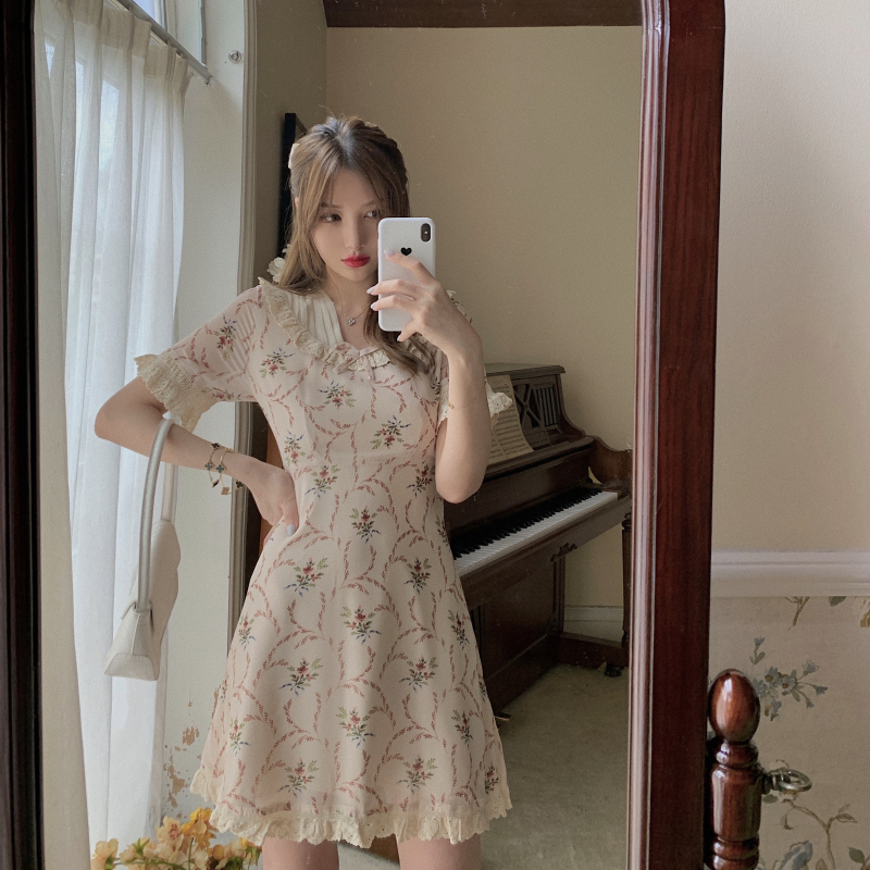 DRESS CANTIK KOREA - FLORAL SUMMER DRESS - CHIFFON DRESS