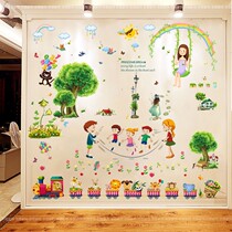 Kindergarten wall stickers cartoon bedroom wallpaper self-adhesive stickers childrens room decoration baby room animal wall stickers