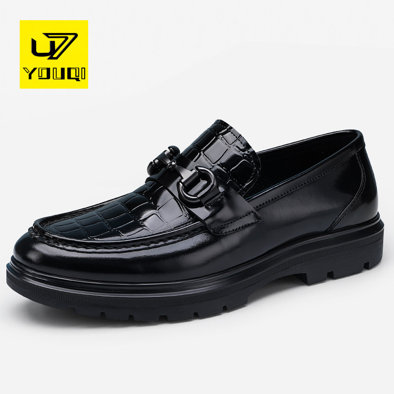 U7 brand leather shoes men 2023 new trend head skin and British wind business leisure male leather shoes