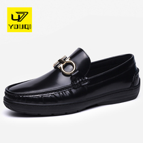 U7 brand shoes men 2023 new trend leather leather and bean shoes mens heads bull leather shoes