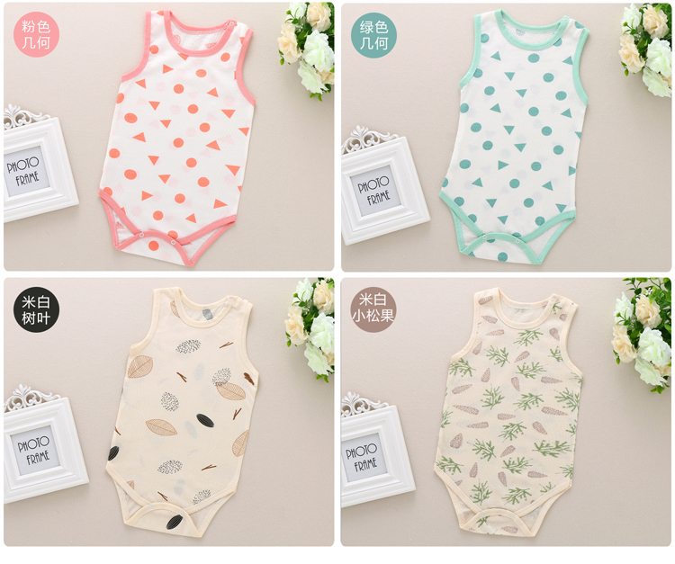 Bé bé onesies mùa hè bông siêu mỏng lưới tay áo tam giác sling sling túi rắm quần áo bodysuit cotton cho bé