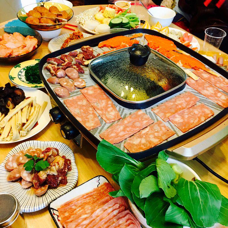 Korean multi-functional shabu shabu grill grill integrated pot electric grill home electric grill smokeless non-stick barbecue machine