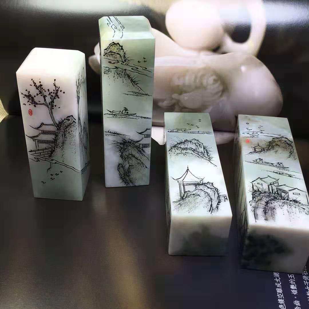 Hibiscus powder ice dank and white unique jade Yin Sculpture Landscape Seal Special Price New Solo Mountain Jade Nanyang Emerald Jewelery Chiishi