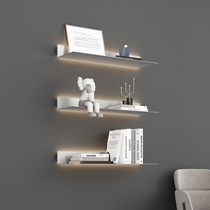 Background wall Upper LED luminous shelve stainless steel lined separator Book room Laminate Office shelf Book support