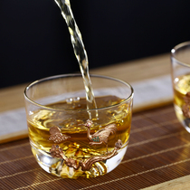 Pingming Cup Japanese handmade gold heat-resistant glass individual cup Master Cup Tea flat light Gold Cup single cup tea set