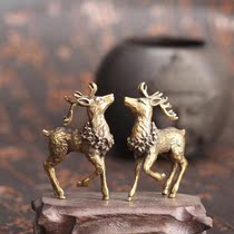A pair of brass mini solid copper deer ornaments a pair of brass mini solid copper deer handlework