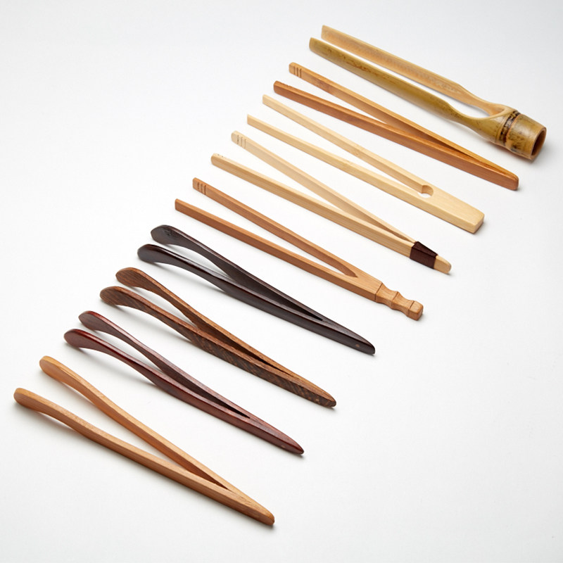 Natural bamboo handmade tea clip Straight head tweezers Elbow carbonized bamboo clip Kung Fu Tea Road six Junzi spare parts