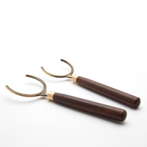 Ebony wooden handle tea cup fork tea tray stainless steel pure copper tea cup holder tea cup clamp kung fu tea set accessories tea ceremony accessories