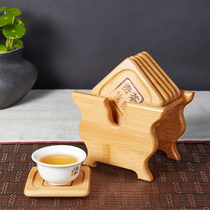 Tea ceremony teacup mat Bamboo cup holder Kung Fu tea set accessories Six gentlemen insulation mat Solid wood Japanese-style heat pad non-slip