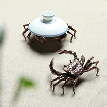 Tea pet ornaments Crab pot cover set Boutique creative tea set Tea play tea ceremony accessories Iron pot Purple sand pot cover holder