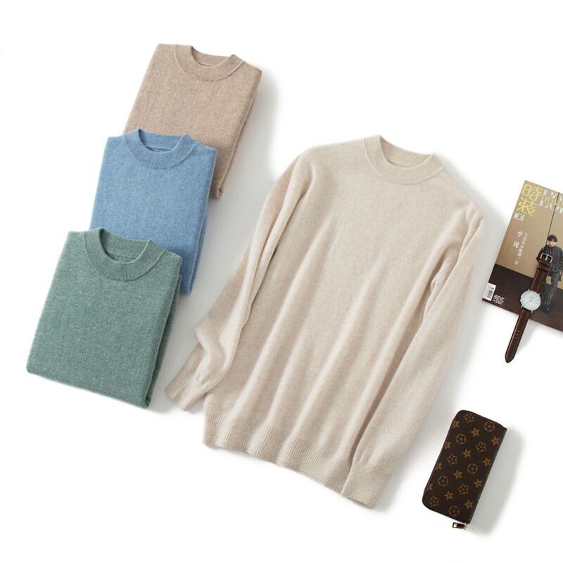 New autumn and winter men cashmere sweatshirt semi-high collar pure color loose sweater thickened with undershirt cover headsweaters