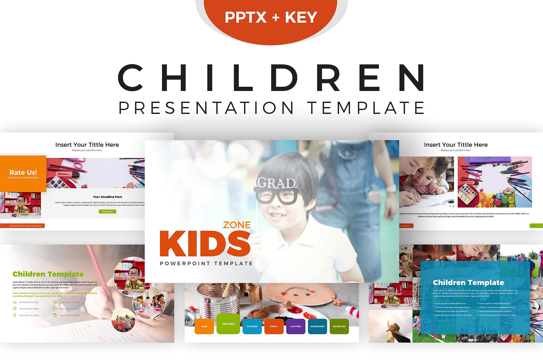 儿童项目展示的Keynote幻灯片模板下载 Children Presentation Template [key]设计素材模板