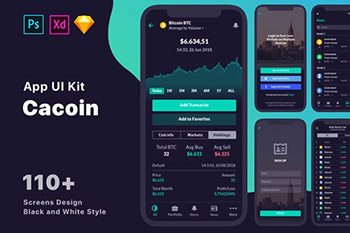 iOS版非常完整的虚拟币全功能的APP UI KITS[SketchPSDXD]