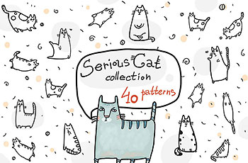 可爱特别的漫画猫图形素材背景纹理打包下载[EPS]