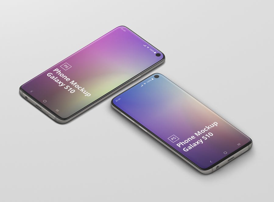 三星Galaxy S10智能手机样机模板 Phone Mockup Galaxy S10设计素材模板