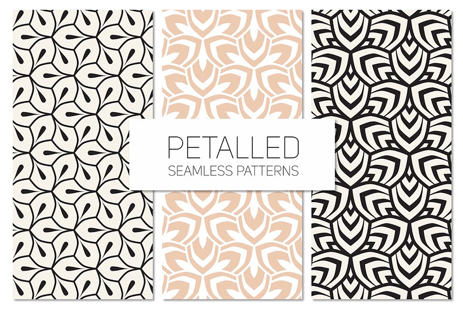 几何无缝图案背景纹理 Petalled Seamless Patterns Set 1设计素材模板