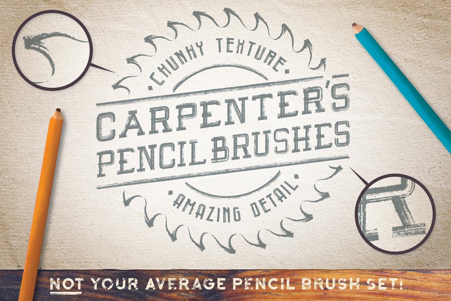 木匠的铅笔刷 Carpenter’s Pencil Brushes设计素材模板
