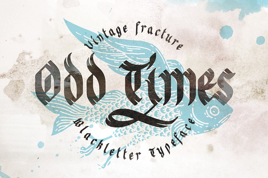 复古字体手写艺术英文 Odd times gothic font with graphics设计素材模板