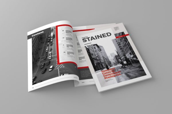 金融保险股市行业杂志排版设计模板 Stained – Magazine Template