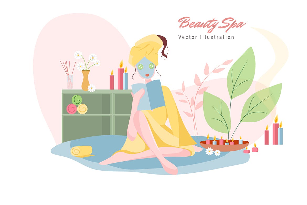 美容SPA主题矢量插画设计素材v7 Beauty Spa Vector Illustration设计素材模板