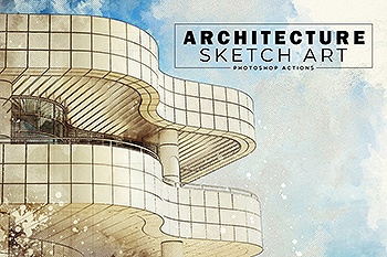 建筑素描草图艺术效果PS动作 Architecture Sketch Art PS Actions