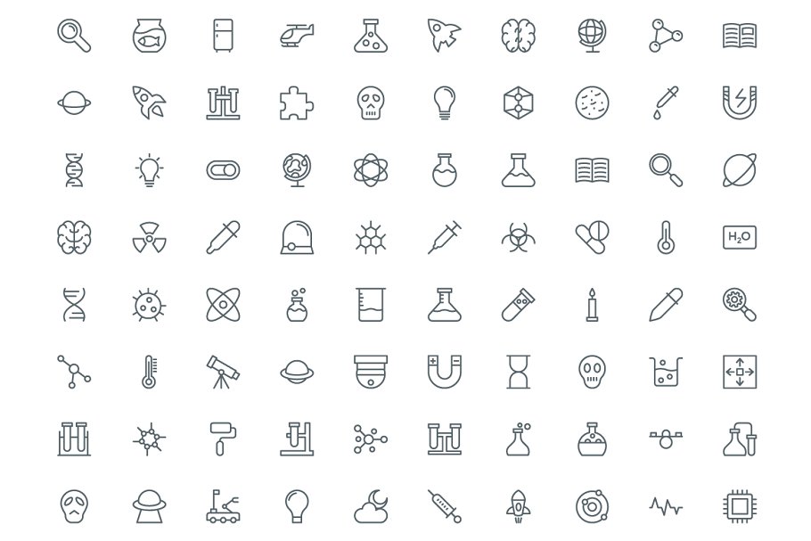 科技线性图标素材 470 Science and Technology Line Icon设计素材模板