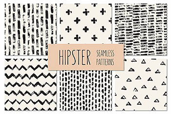 无缝模式潮人背景纹理集1 Hipster Seamless Patterns Set 1