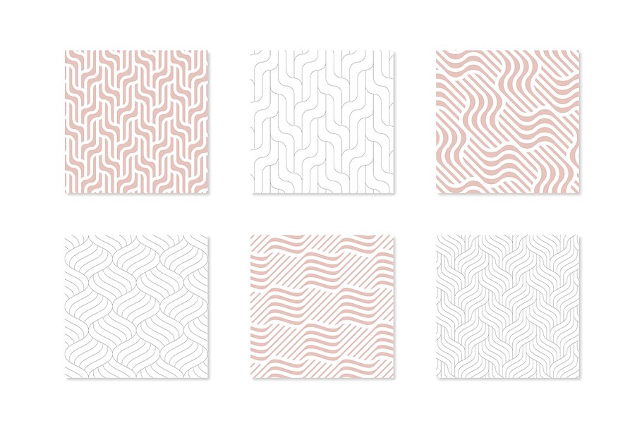 无缝几何波纹图案纹理 Rippled Seamless Patterns Bundle v.1设计素材模板