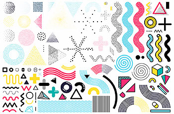 创意时尚线条点几何形状涂鸦纹理海报图案PNG矢量AI设计素材模板 AI0038