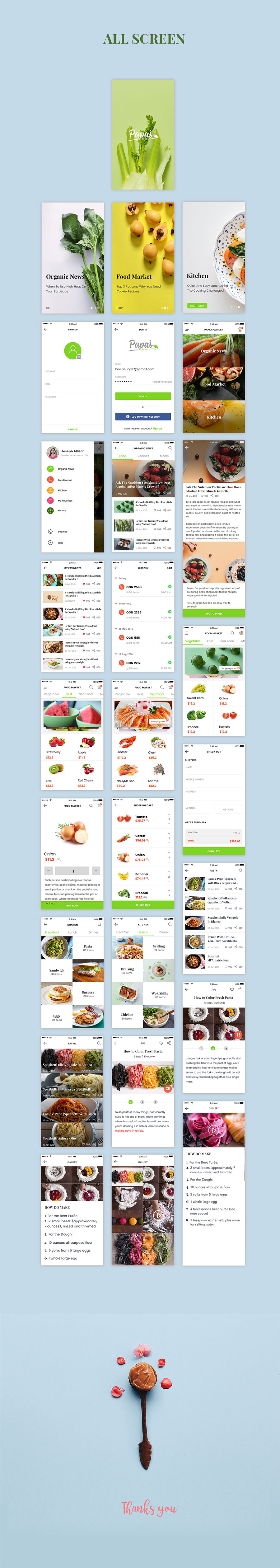 特别漂亮的美食类APP UI KITS下载[PSD,Sketch]设计素材模板